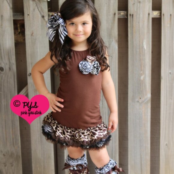 Girls Animal Print Summer Dress Size 1/2T NEW 2PC - Picture 1 of 4